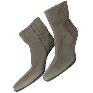 apostrophe Naomi women's beige fabric pointed toe ankle boot with a side zipper